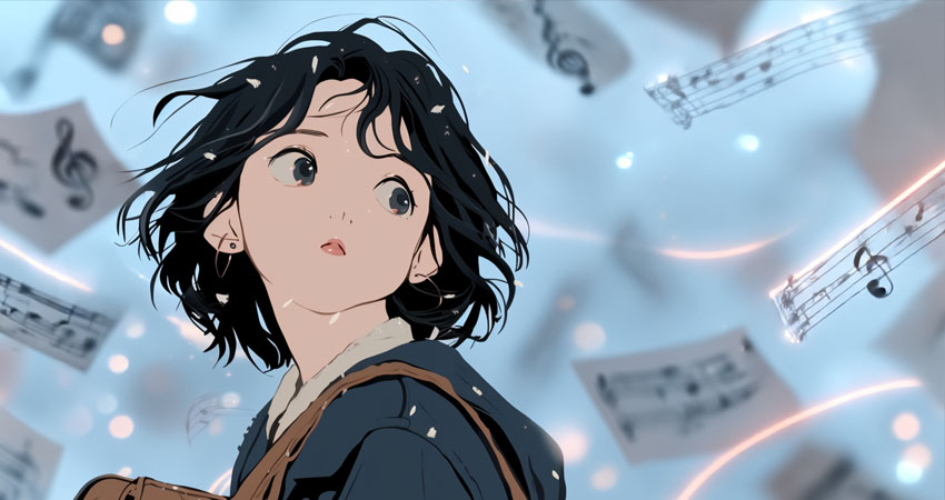 音楽に向き合う女性ボーカリスト
